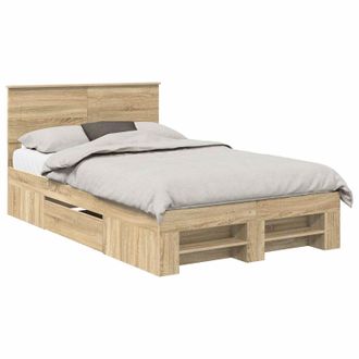 vidaXL Estructura De Cama Con Cabecera Roble Sonoma 120 X 200 Cm Vidaxl