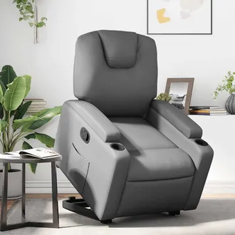vidaXL Vidaxl - Sill&oacute;n Reclinable Elevable Cuero Artificial Gris