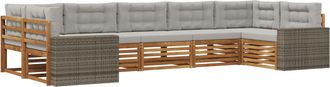 vidaXL Conjunto De Sof&aacute;s De Exterior 7 Uds. Natural Y Gris Claro Vidaxl