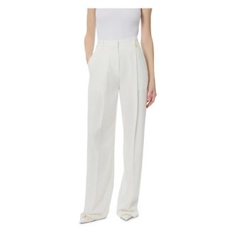 Elisabetta Franchi Wide Trousers, female, White, Size: XL Essentials Stretch Trousers