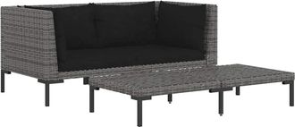 vidaXL Muebles Jard&iacute;n 3 Pzas Rat&aacute;n Sint&eacute;tico Semicircular Gris Oscuro Vidaxl