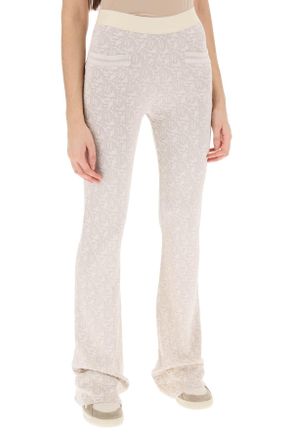 Palm Angels Womens Monogram Jacquard Knit Trousers - Ivory viscose - Size Small