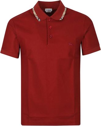Burberry Polo shirt met check-detail van katoen - Heren - Polos - Bruin - S - Katoen - Tops