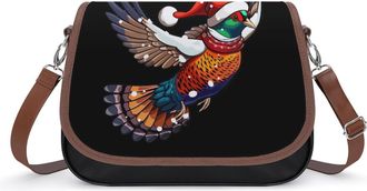 Generic Pheasant Santa Hat Christmas Crossbody Bags for Women Shoulder Messenger Bag Purse Handbags