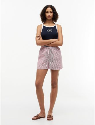 Tommy Hilfiger Womens Striped Poplin Pull-On Short - Summer Stripe - XL