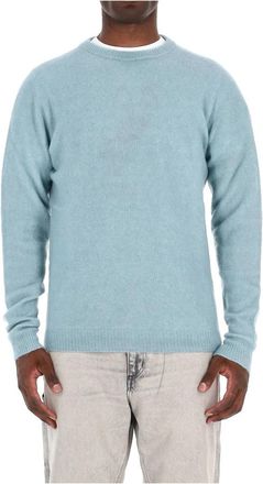 Roberto Collina Kasjmier en zijden trui met ronde hals - Heren - Cashmere truien - Groen - L - Kasjmier - Truien & Vesten