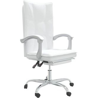 vidaXL Silla De Oficina Reclinable Cuero Sint&eacute;tico Blanco Vidaxl