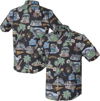Reyn Spooner Mens Reyn Spooner Black Milwaukee Brewers Scenic Tri-Blend Button-Down Shirt at Nordstrom, Size Medium