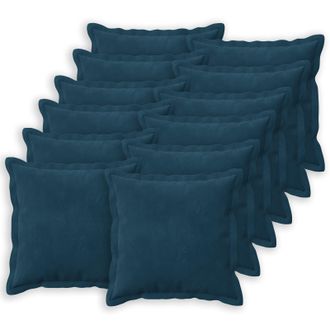 vidaXL Cuscino Con Cuscino Houten 12 Pz Blu Velluto Vidaxl