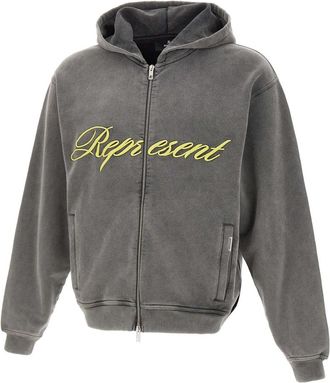 Represent Script Logo Zip Hoodie - Heren - Vesten met rits - Grijs - XL - Katoen - Hoodies & sweatvesten
