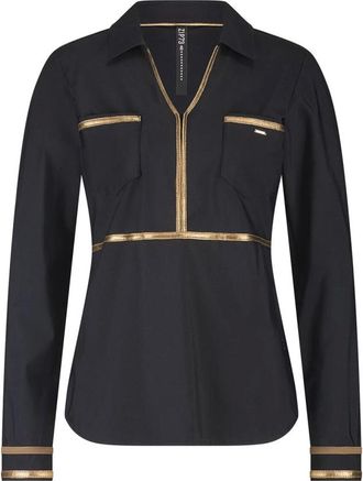 Zip73 Dames, Blouses & Shirts, Zwart, Maat: S Leer