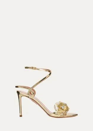 Aquazzura 85mm Flora Mystica Metallic Sandals