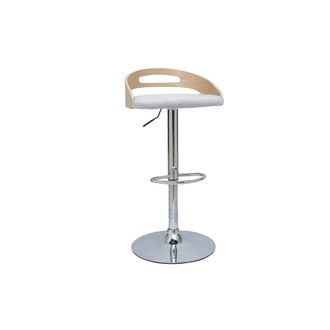 Miliboo Miliboo - Taburete De Cocina De Dise&ntilde;o Regulable De Madera Clara Y Tejido Gris Claro Mano