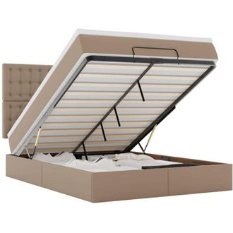 vidaXL Estructura Cama Otomana Colch&oacute;n Cuero Sint&eacute;tico Cappucino Vidaxl
