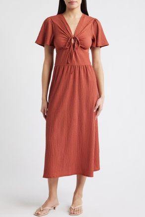 Loveappella Keyhole Midi Dress in Marsala at Nordstrom, Size X-Small