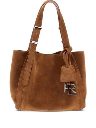 Ralph Lauren Collection Borsa tote in pelle scamosciata con fibbia - Marrone