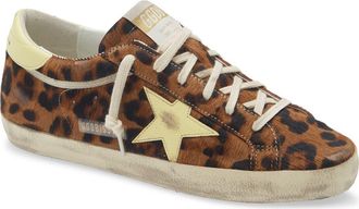 Golden Goose Super Star Genuine Calf Hair Sneaker in Leopard/Pale Yellow at Nordstrom, Size 10Us