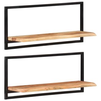vidaXL Vidaxl - Estantes De Pared 2 Unidades Madera Maciza Acacia 80x25x35 Cm