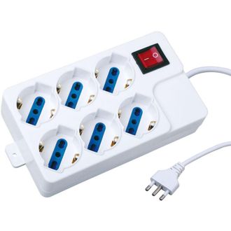 Trade Shop Trade Shop - Ciabatta Multipresa Elettrica 6 Posti Schuko 10-16a Interruttore 2500w 1,5mt