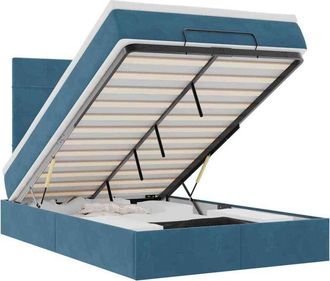 vidaXL Estructura De Cama Otomana Colchones Terciopelo Azul Oscuro Vidaxl