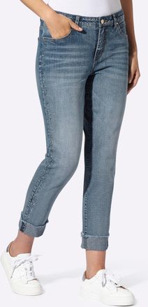 Heine Gerade Jeans HEINE, Damen, Gr. 34, Normalgr&ouml;ssen, blau, stone, washed, 98% Baumwolle, 2% Elasthan, unifarben, 7/8-L&auml;nge, Jeans Gerade Jeans