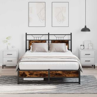 Berkfield Home Bed Frame without Mattress Smoked Oak 120x200 cm Engineered Wood in Brown | Size: Small Double