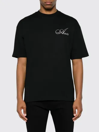 Amiri Cotton T-Shirt with Rhinestone Logo and Dropped Shoulders