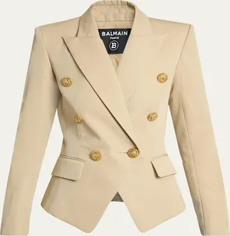 Balmain 6-Button Double-Breasted Gabardine Jacket