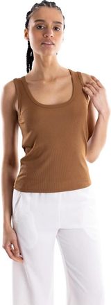 Marella Ribbed Viscose Tanktop - Dames - Tops zonder mouwen - Bruin - M - Tops