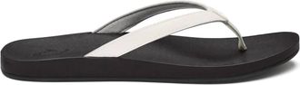 Olukai Womens Puawe Flip Flop Beach Sandals In White/black