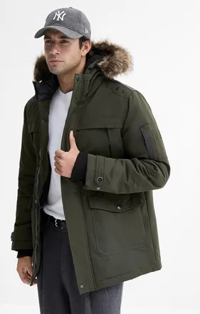 Point Zero Mens Faux-fur storm hood Parka Jacket