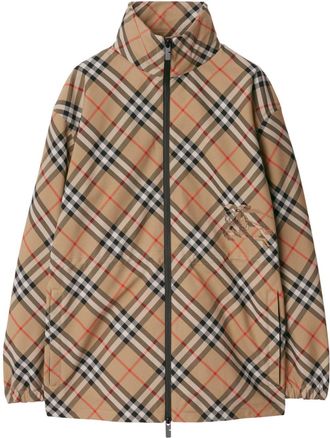 Burberry check-pattern jacket - women - Polyamide/Polyester - XXXL - Neutrals