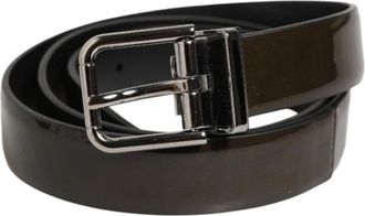 Dolce & Gabbana Glossy Leather Classic Metal Buckle Belt - Heren - Riemen - Bruin - ONE Size - Leer - Accessoires