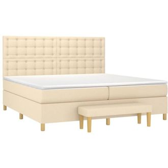vidaXL Vidaxl - Cama Box Spring Con Colch&oacute;n Tela Color Crema 200x200 Cm