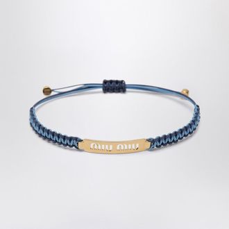 Miu Miu Bracciale celeste/blu con cordino intrecciato
