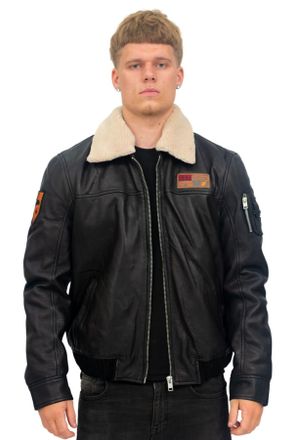 Infinity Leather Mens US Bomber Jacket-Arizona - Black Nappa Leather - Size Small