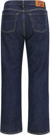 Fendi Mens Blue Cotton Straight-Leg Jeans Clothing