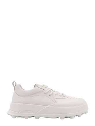 Jil Sander Leather Sneakers With Perforated Toe-Uomo