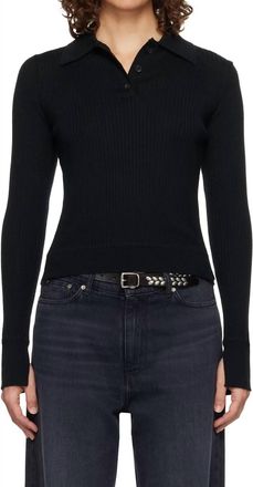 Mfpen Rib Partial Placket Polo In Black