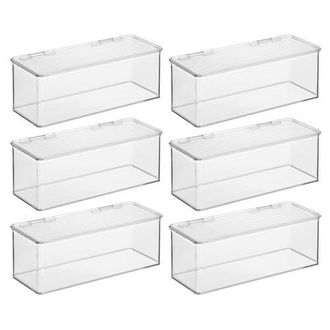 iDesign Stackable Hinged-Lid Storage Box - Set of 6 - Clear at Nordstrom
