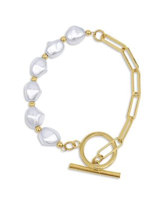 Adornia Adornia 14K Plated 10Mm Pearl Bracelet