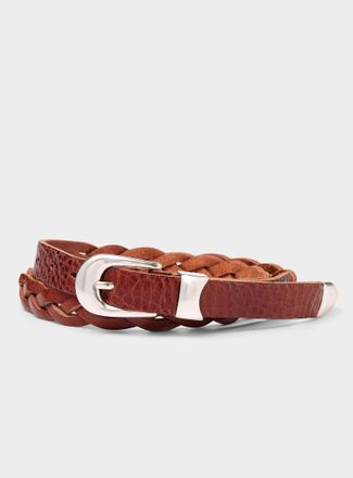 Our Legacy Mens Slim braided leather belt