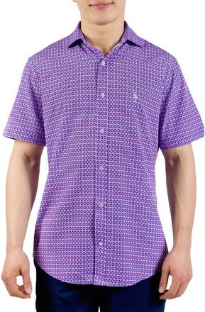 Tailorbyrd Moroccan Tile Short Sleeve Button-Up Shirt in Pink at Nordstrom Rack, Size Xx-Large