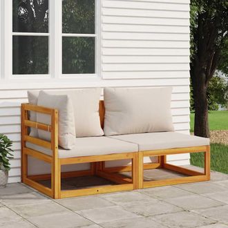 vidaXL Sof&aacute;s De Jard&iacute;n 2 Pzas Con Cojines Madera Maciza Acacia Vidaxl