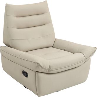 HOMCOM Homcom Sill&oacute;n Relax Reclinable Manual, Giratorio, Funci&oacute;n Balanc&iacute;n, Tapizado En Pu, Reposapi&eacute;s, Asiento Amplio, Acolchado Grueso, Hasta 135&ordm;, Crema
