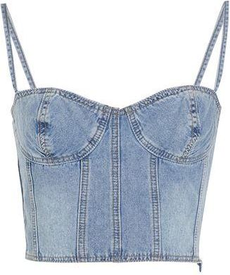 8 by YOOX ORGANIC COTTON DENIM BUSTIER
