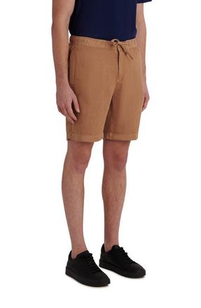 Bugatchi Drawstring Linen Shorts in Caramel at Nordstrom, Size Medium