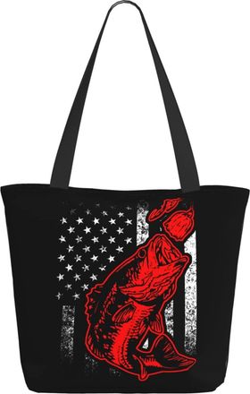 AOOEDM Fish And American Flag Ladies Shopping Bag 13x11x7in.The Perfect ValentineS Day Gift.It Is The Best ValentineS Day Gift For Mom, Daughter, Wife,Etc