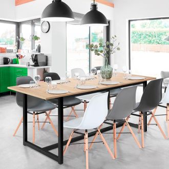 IDMarket Idmarket - Detroit Mesa De Comedor Extensible 6-10 Personas Dise&ntilde;o Industrial 160-200 Cm