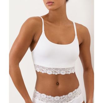 Pact Lace Modern Scoop Bralette Made With Organic Cotton in White at Nordstrom, Size Xx-Large